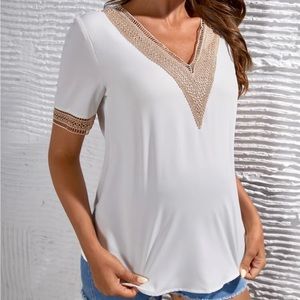 White maternity lace trim blouse size medium Never worn